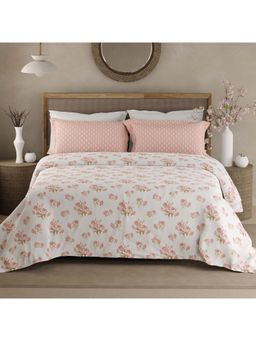 Boutique Living - Valatia 200 Tc Pink Floral Bedsheet with 2 Pillow Covers (King)