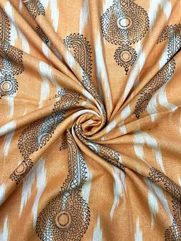 Palash - Orange Printed Unstitched Kurta Fabric