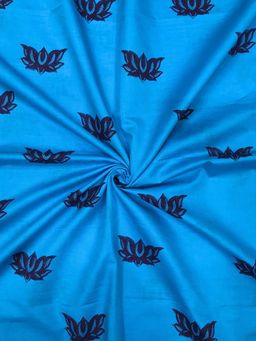 Palash - Blue Floral Block Print Unstitched Kurta Fabric