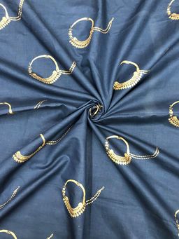 Palash - Navy Blue Printed Unstitched Kurta Fabric