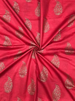 Palash - Red Paisley Block Print Unstitched Kurta Fabric