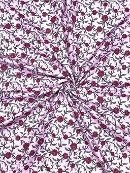 Palash - Pink Floral Block Print Unstitched Kurta Fabric