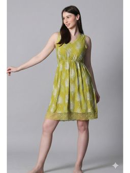 MAYSIXTY - Womens Viscose Printed Sleeveless Short Nighty - Yellow