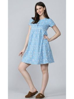 MAYSIXTY - Womens Polyester Printed Short Nighty - Blue
