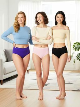 BRACHY - Women Seamless Assorted Hipster Briefs Multi-Color (Pack of 3)