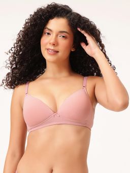 Clovia - Padded Non-Wired Demi Cup Plunge Bra Pink