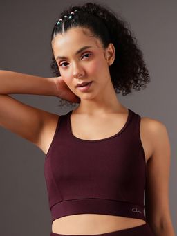 Clovia - Medium Impact Padded Racerback Sports Bra Purple