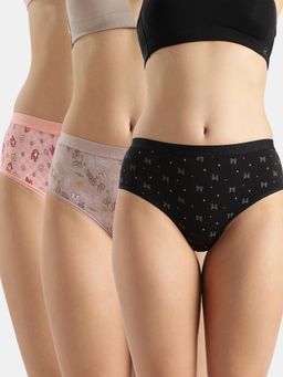 Jockey - D301 Women Disney Cotton Hipster - Candlelight Peach, Mocha And Black (Pack of 3)