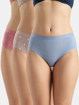 Jockey - D301 Women Disney Cotton Hipster - Mocha, High Rose And Ashleigh Blue (Pack of 3)