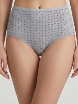 Clovia - Cotton High Waist Geometric Print Hipster Panty Grey
