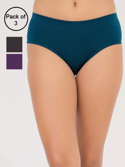 Clovia - Cotton High Waist Hipster Panties Multi-Color (Pack of 3)