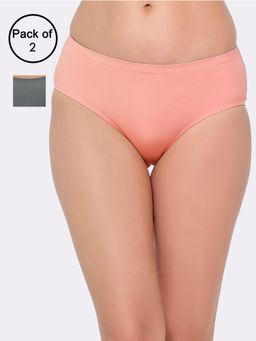 Clovia - Mid-Waist Seamless Bonded Hipster Panties Multi-Color (Pack of 2)