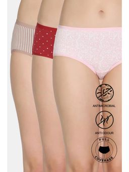 Zivame - Medium Rise Full Coverage Hipster Panty - Multi-Color (Pack of 3)