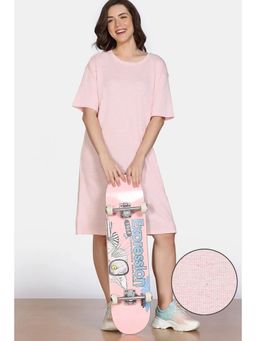 Zivame - 2 Mile Fashion Knit Cotton Loungewear Dress - Pink Dogwood