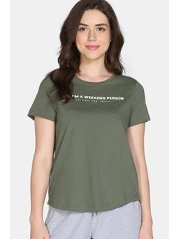 Zivame - 2 Mile Fashion Knit Cotton Lounge Top - Four Leaf Clover