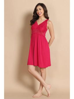 Zivame - Lace N Mesh Babydoll - Raspberry Sorbet