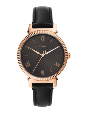 Fossil daisy three hand black leather watch Clearance