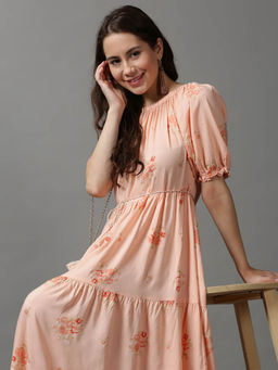 SHOWOFF - Peach Floral Maxi Maxi Dress