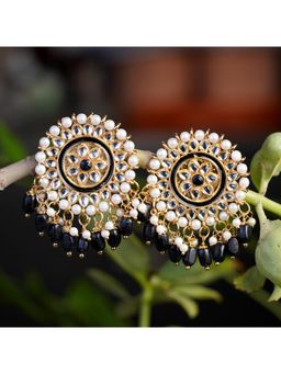 Zoey - Black Gold-Plated Contemporary Drop Earrings