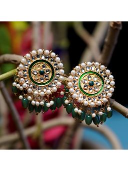 Zoey - Green Gold-Plated Contemporary Drop Earrings