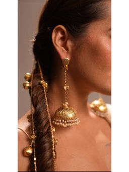 DaMAK - Basra Jhumki Style White Pearl Earrings