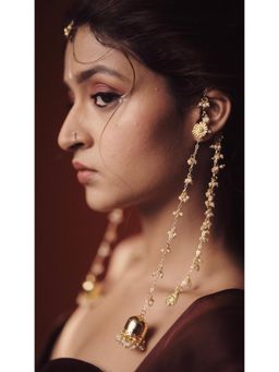 DaMAK - White Pearl Surya Jhumar Drop Earrings