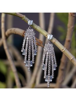 Zoey - White Rhodium-Plated American Diamond Earrings