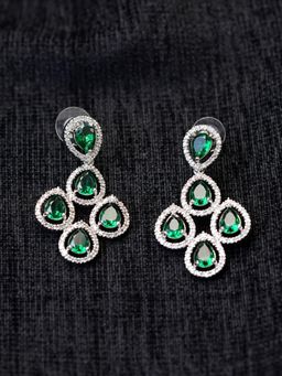 Zoey - White Rhodium-Plated American Diamond Earrings