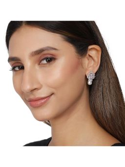 Zoey - White Rhodium-Plated American Diamond Drop Earrings