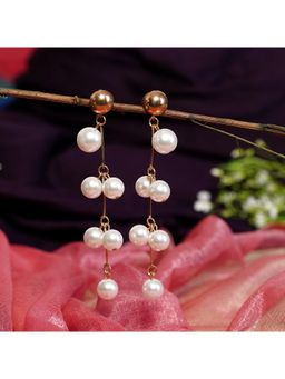 Zoey - White Rhodium-Plated American Diamond Drop Earrings