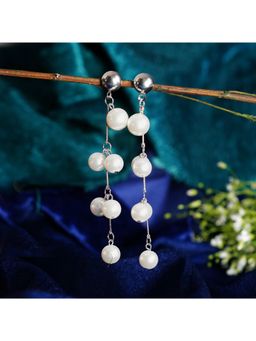 Zoey - Silver Rhodium-Plated American Diamond Drop Earrings