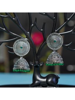 Zoey - Green Oxidised Traditional Jhumkas