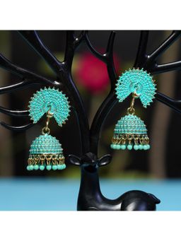 Zoey - Women Traditional Blue Jhumkas Earrings