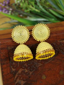 Zoey - Women Traditional Yellow Jhumkas Earrings