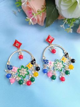 Zoey - Women Multicolor Pearl Traditional Chandbalis Earrings