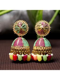 Zoey - Women Multi-Color Pearl Traditional Jhumkas Earrings