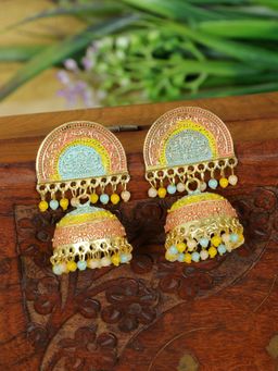 Zoey - Women Multi-Color Pearl Traditional Jhumkas Earrings