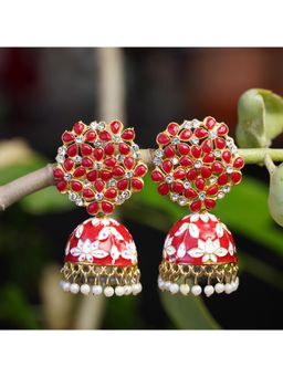 Zoey - Women Red Traditional Jhumkas Earrings