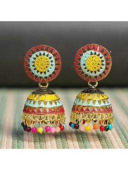 Zoey - Women Multi-Color Pearl Traditional Jhumkas Earrings