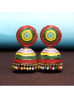 Zoey - Women Multi-Color Pearl Traditional Jhumkas Earrings