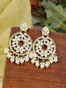 Zoey - Women White Kundan Traditional Drop Earrings