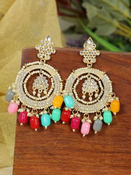 Zoey - Women Multicolor Kundan Traditional Drop Earrings
