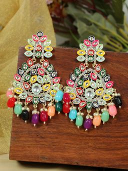 Zoey - Women Multicolor Kundan Traditional Drop Earrings