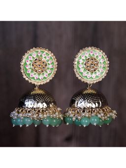 Zoey - Women White Kundan Traditional Jhumkas Earrings