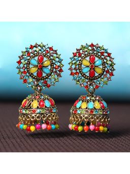Zoey - Women Multi-Color Stone Traditional Jhumkas Earrings