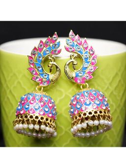 Zoey - Women White Stone Traditional Jhumkas Earrings