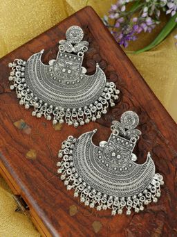 Zoey - Womens Silver Oxidised Traditional Earrings