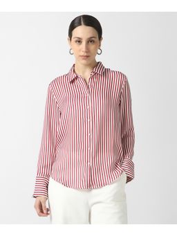 Van Heusen - Womens Red Stripes Long Sleeves Formal Shirt