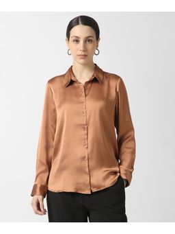 Van Heusen - Womens Brown Solid Long Sleeves Formal Shirt