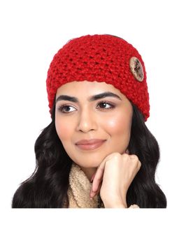 Magic Needles - Red Thick Woolen Headband With Button
